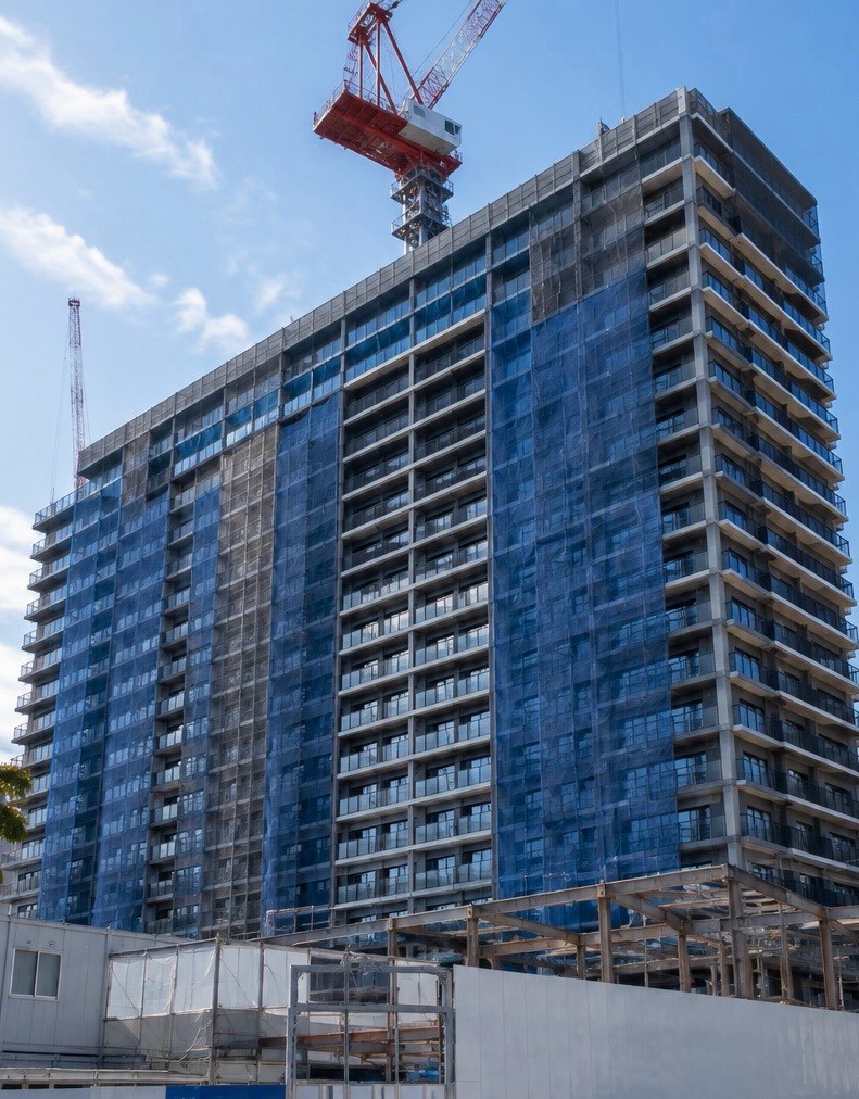 建設工事が進む集合住宅のイメージ